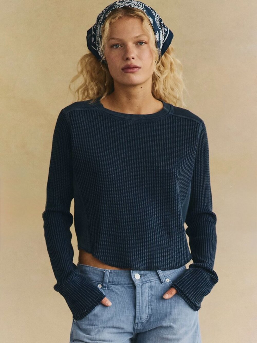 Brand New Free People FP One Blake Shrunken Crew Neck Thermal - Size Large - NWT